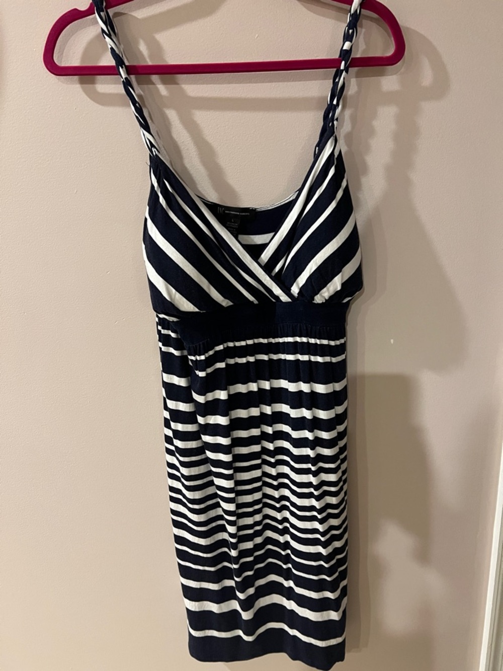 INC International Concepts Navy and White Striped Summer Dress Padded Cups